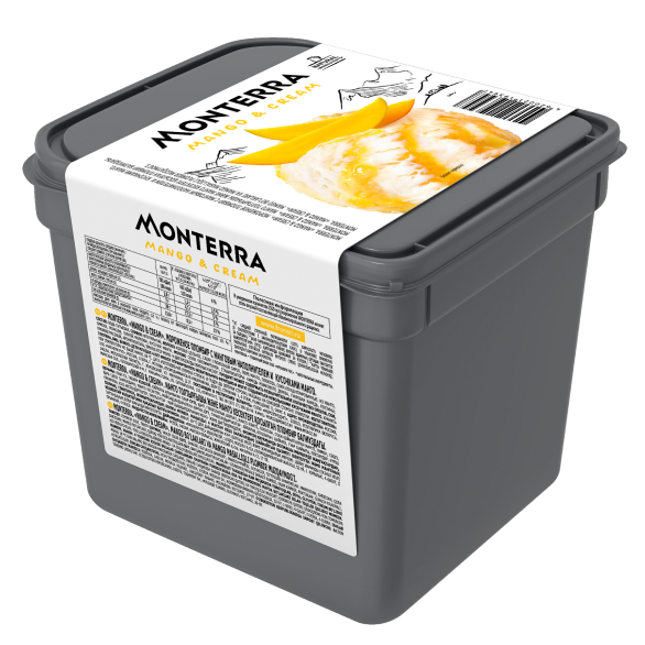 “MONTERRA” ice cream with mango filling and mango pieces