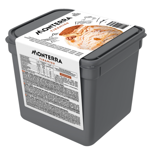 “MONTERRA” ice cream with mascarpone cheese and tiramisu cookie pieces
