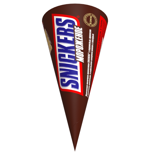 "SNICKERS" мороженое молочное арахисовое с карамелью, арахисом в молочном шоколаде рожок 