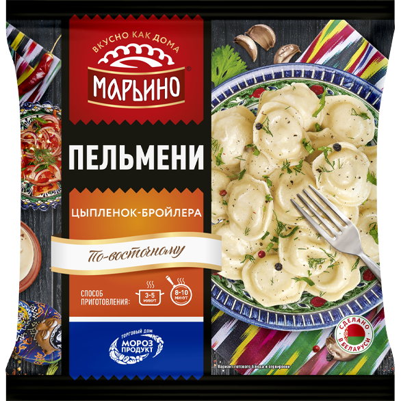 «МАРЬИНО» по-восточному с цыпленком-бройлера пельмени
