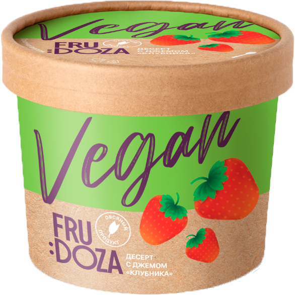 «FRUDOZA» десерт вегетарианский с джемом клубника стакан картон