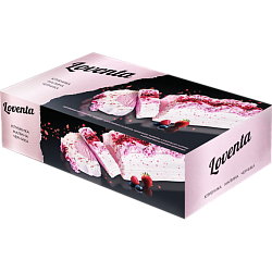 «LOVENTA» ice-cream-cake two-layer with blueberry cheesecake flavor, raspberry pieces and strawberry-raspberry-blackberry flavor