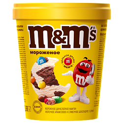 "M&M’s" мороженое двухслойное: молочное арахисовое и сливочное шоколадное, с драже 